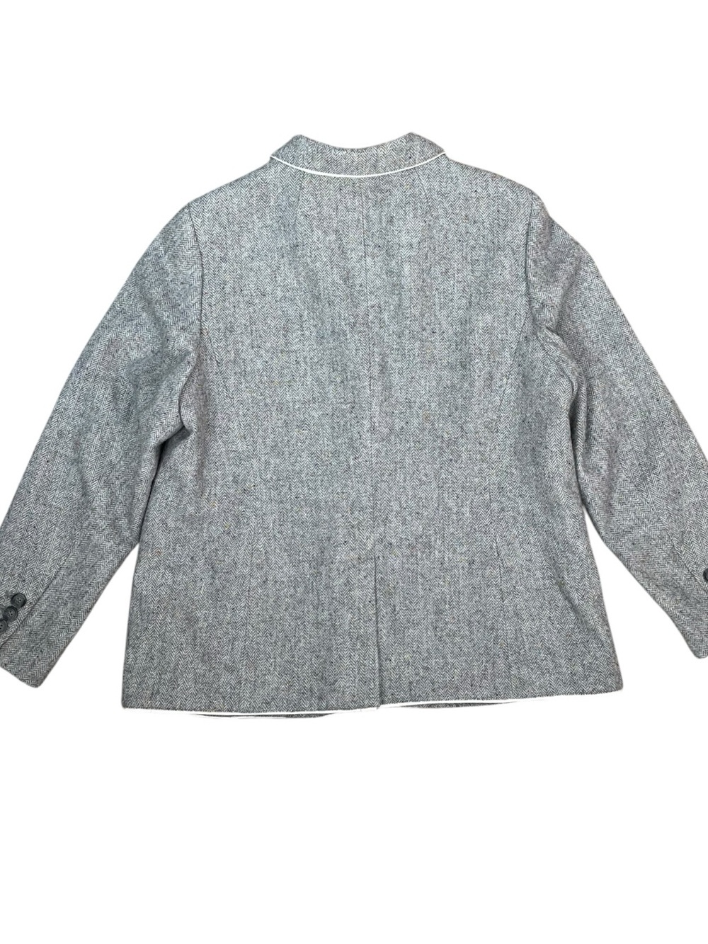 Talbots Woman Aberdeen Herringbone Tweed Blazer 14W Grey Wool Preppy Classic - Picture 7 of 11